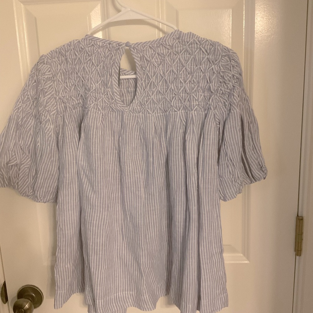 Anthropologie- Blue Striped Women's Top